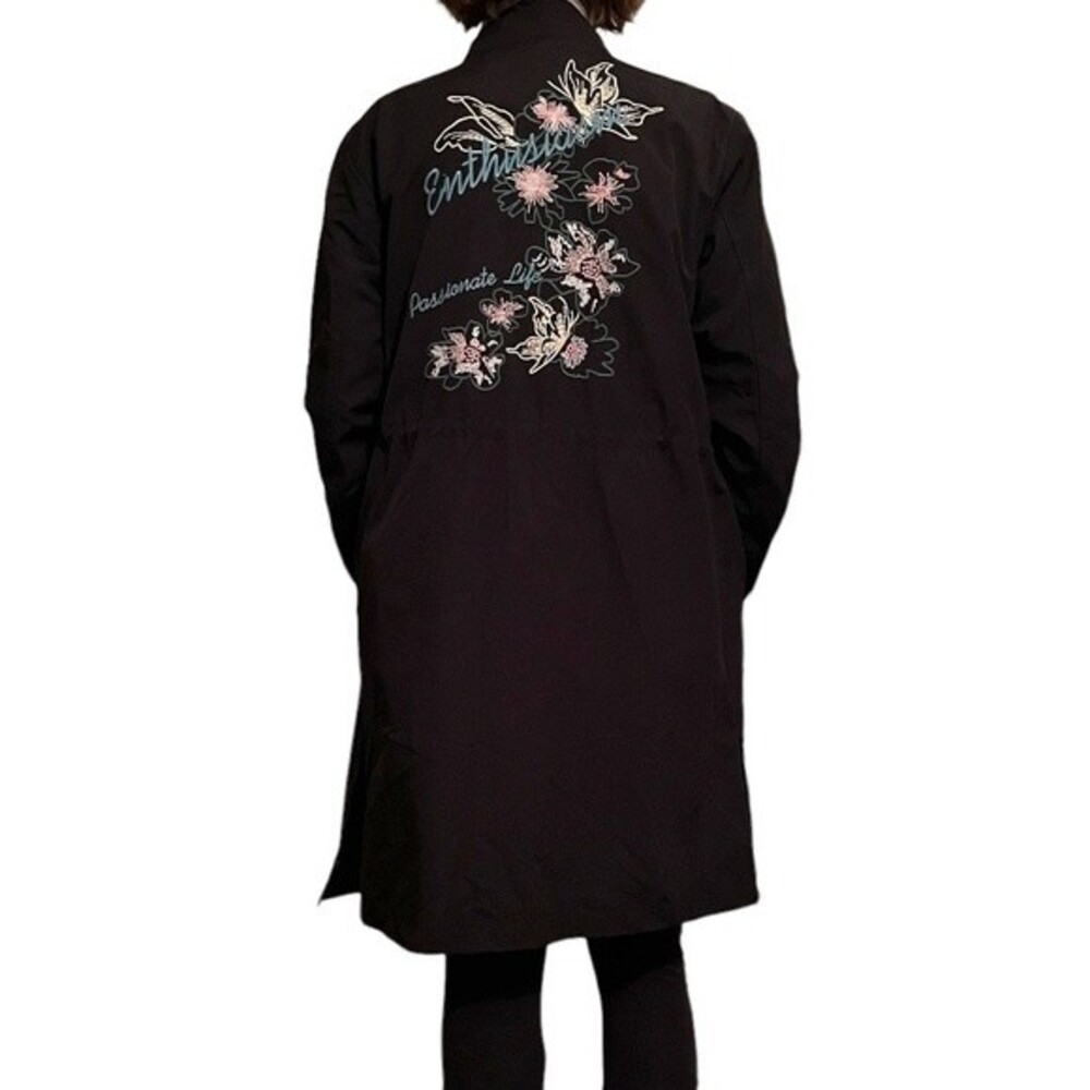HUMMEL DENMARK Black Embroidered Jacket Enthusiasm Passionate Life Longer Length